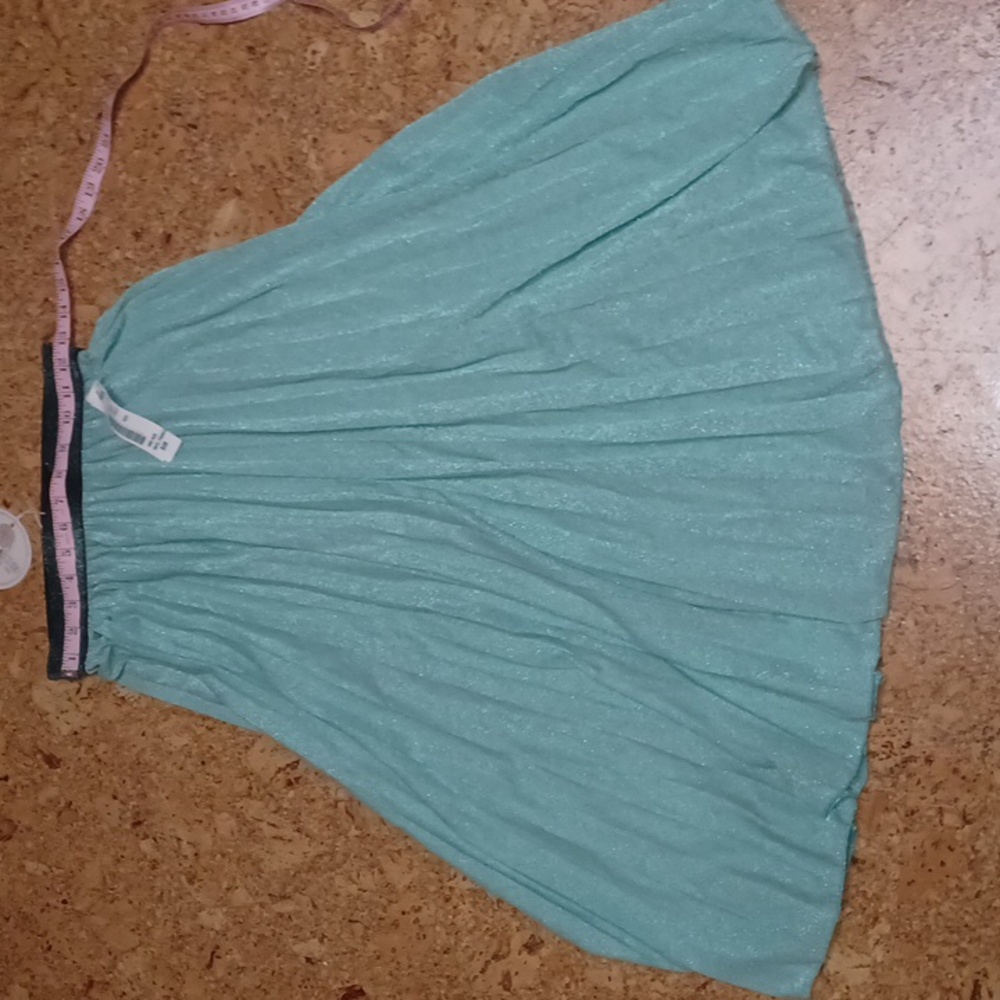 Sunny Studio Sparkly Mint Green Pleated Maxi Skirt Size S NWT